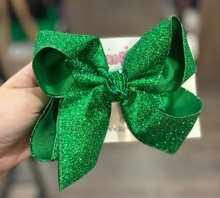 Large Green Sparkle Glitter Bow Bow - Chickie Collective