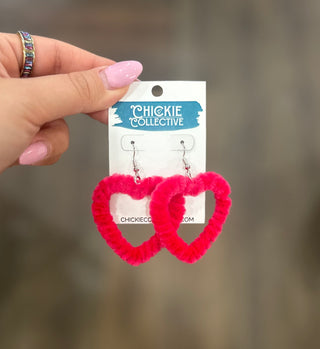 Hot Pink Heart Hoop Earrings Earrings - Chickie Collective