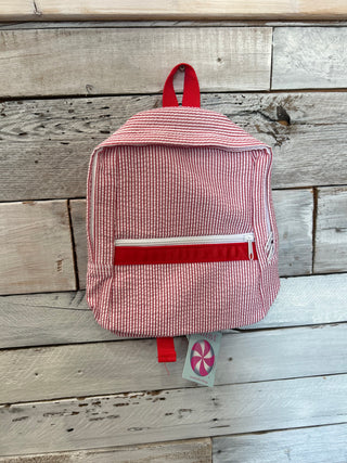 Seersucker Backpack | Red backpack - Chickie Collective
