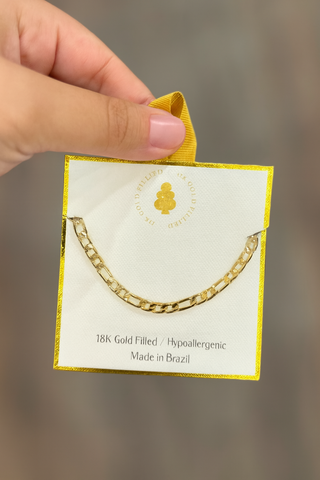 18K Gold Figaro Chain Bracelet Bracelet - Chickie Collective