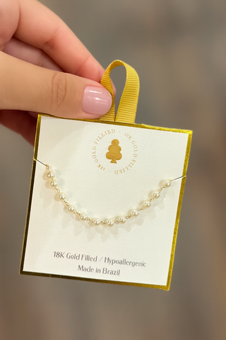 18K Gold Pearl Station Chain Bracelet Bracelet - Chickie Collective