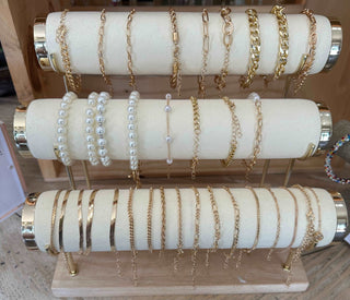 Gold and Pearl Bracelets Bracelet    - Chickie Collective