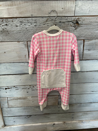 Pink Gingham Buttflap Pajamas Kid's Pajamas - Chickie Collective