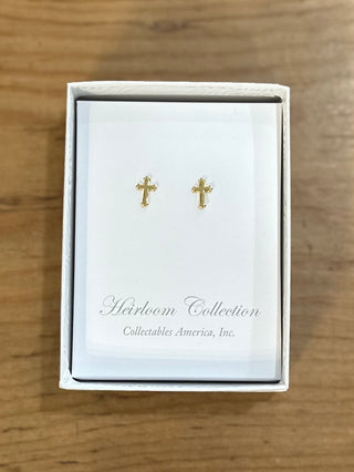 Classic Tiny Post Cross Gold Child Earrings Earring    - Chickie Collective