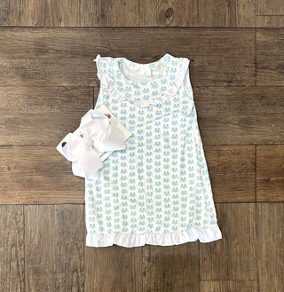 White Ruffle Crab Flutter Dress for Stylish Summer Fun Girls Dress - Chickie Collective