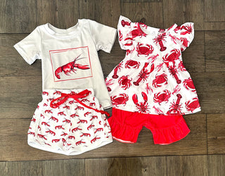Short Sleeves Crawfish Top Shorts Kids Boys Clothes Set - Chickie Collective