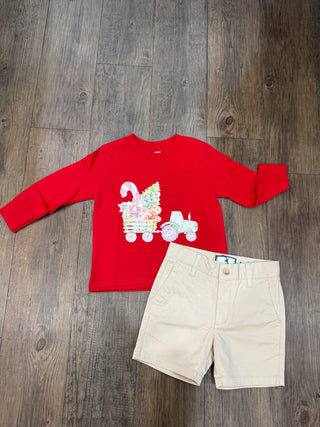 Kid Christmas Tractor Longsleeve T-shirt - Chickie Collective