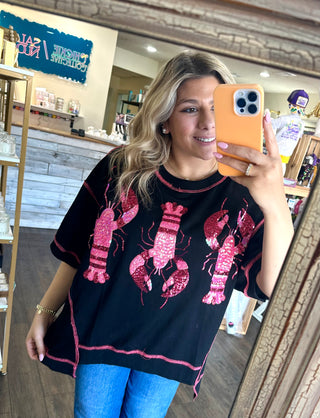 Sequin Crawfish Shortsleeve Top Women's Top - Chickie Collective