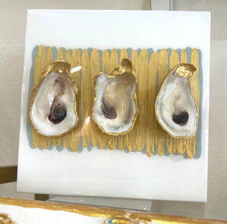 10x10 - 3 Oysters - Grey & White Cross Artwork - Chickie Collective