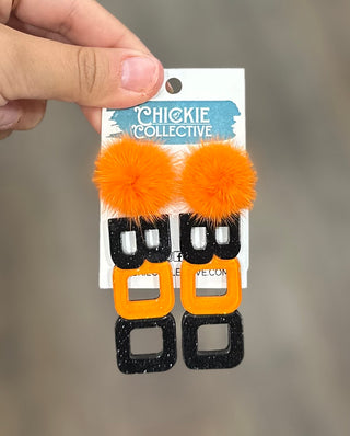 BOO Halloween Pom Pom Earrings Earrings - Chickie Collective