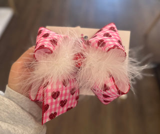 Valentines Day Gingham Bow (Medium) Bow - Chickie Collective