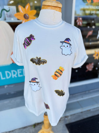 Candy & Ghost Sparkle Tee Womens T-Shirt - Chickie Collective