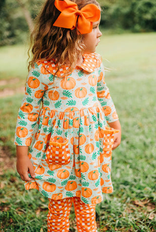 Mint Pumpkin Twirl Dress     - Chickie Collective