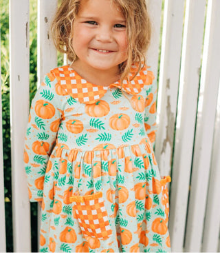 Mint Pumpkin Twirl Dress     - Chickie Collective