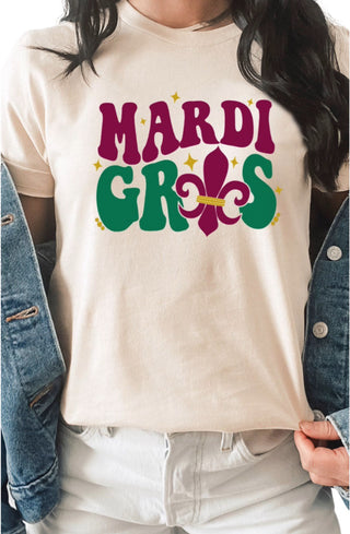 Sparkle Fleur De Lis Mardi Gras Graphic Tee Shirt    - Chickie Collective