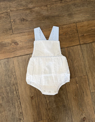 12M Unisex Blue & White Seersucker Bubble