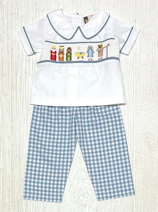 Nativity Scene Smock and Pant Set Boys Outfit - Chickie Collective