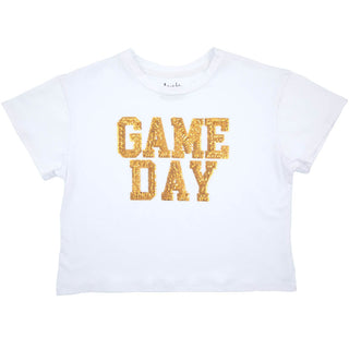 Sparkling White Sequin Game Day Box T-Shirt Kids clothes YT (2/3)   - Chickie Collective