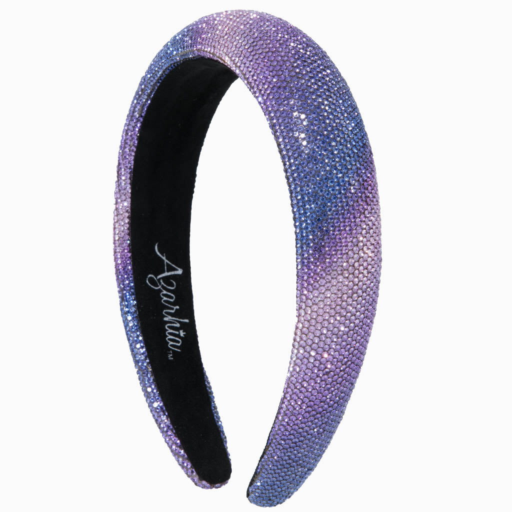 A Youth Rhinestone Headband in Purple Ombré with Swarovski crystals by Chickie Collective.