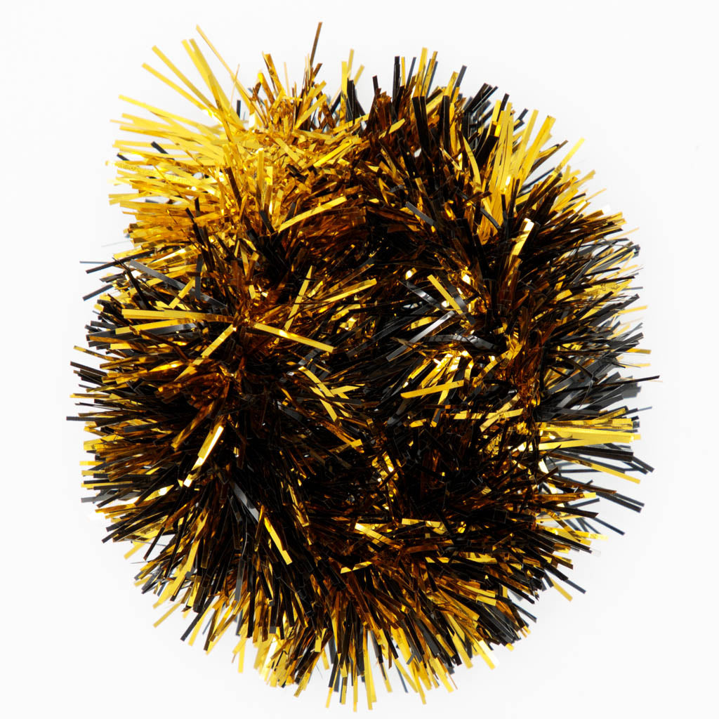 A Tinsel Scrunchie in Black/Gold from Azarhia on a white background.