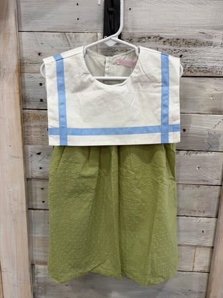 Green Dress with White Bib