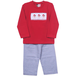 Santa Claus Smocked Pant Set for Boys Kids clothes    - Chickie Collective