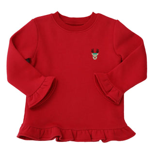Reindeer Ruffle Sweatshirt Girls Sweatshirt - Chickie Collective