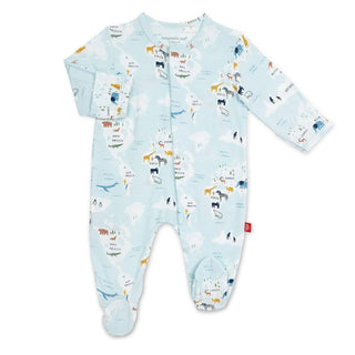 Sea The World Modal Magnetic Footie Baby Gown    - Chickie Collective