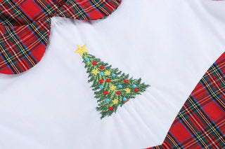 Red Multicolor Plaid Christmas Tree Romper Kids clothes    - Chickie Collective