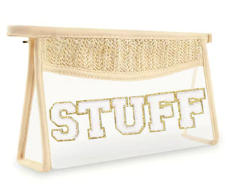 Boho Letter Patch Bag: Stuff Toiletry Bag    - Chickie Collective