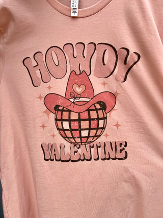 Howdy Valentine Cowboy Disco Ball Graphic Tee     - Chickie Collective