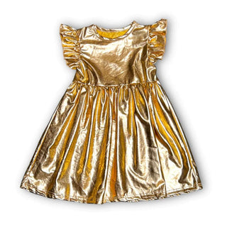 Gold metallic Kid Dress Girls Dresses    - Chickie Collective