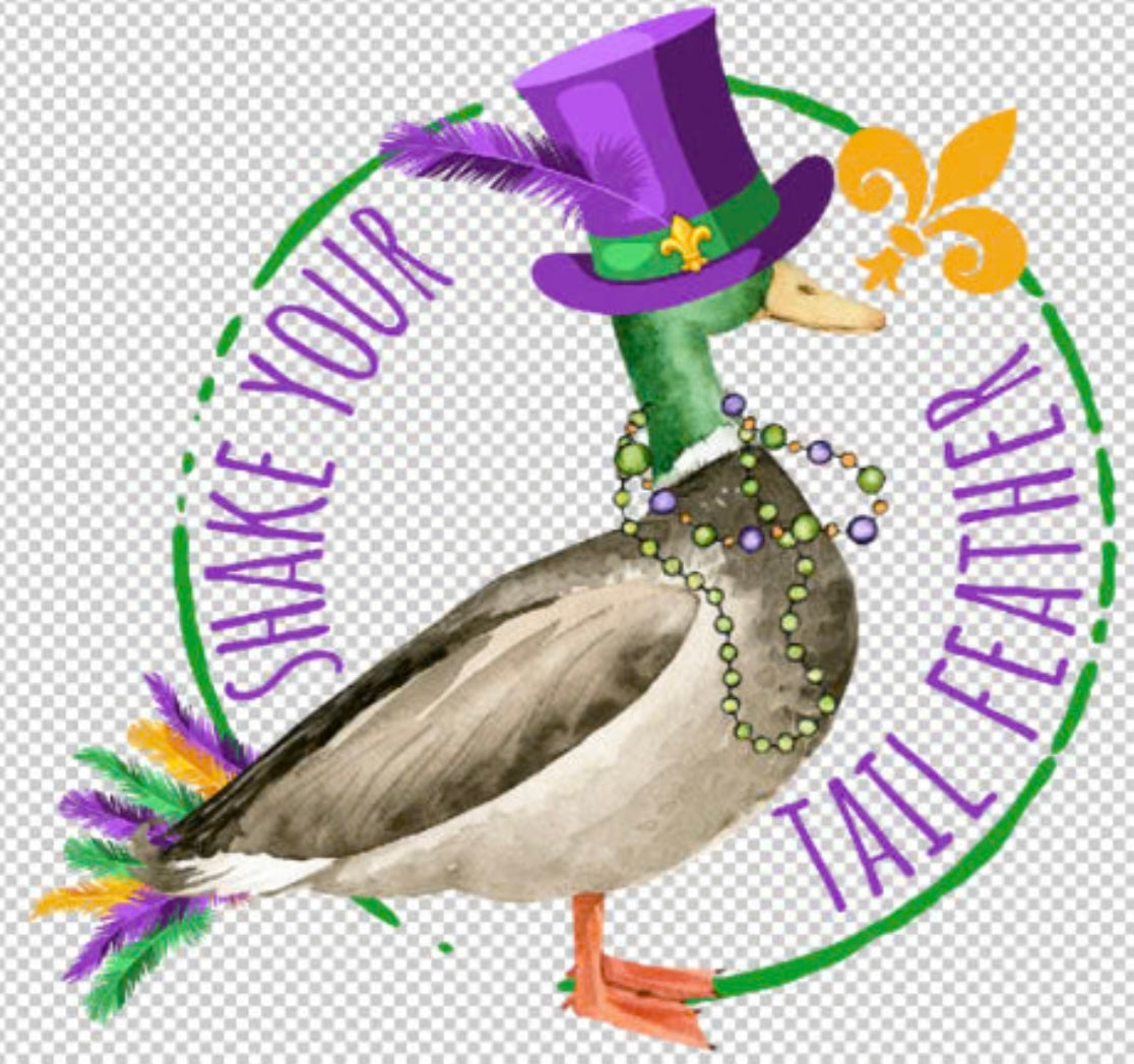 Shake your tail feathers in this breathable Belle Cher modal fabric Mardi Gras duck png.