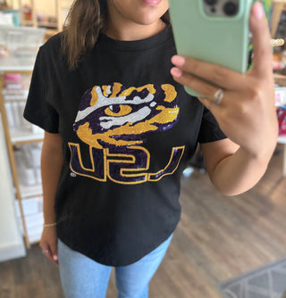 LSU Tiger Eye (LICENSED) | Women's Sequin Design Women's Top - Chickie Collective