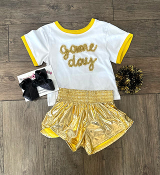 Gold Tinsel Game Day Ringer Boxy T-Shirt Shirt - Chickie Collective