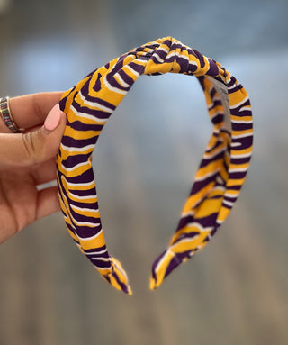 Purple and Yellow Tiger Print Headband Headband - Chickie Collective