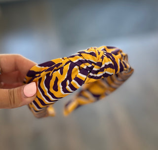 Purple and Yellow Tiger Print Headband Headband - Chickie Collective