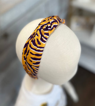 Purple and Yellow Tiger Print Headband Headband - Chickie Collective