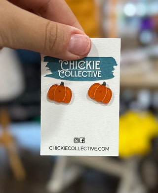 Glitter Pumpkin Stud Earrings Earrings - Chickie Collective