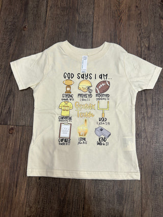 God Says I Am Football Youth T-Shirt Kid's T-shirts - Chickie Collective
