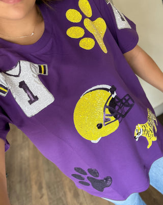 Kids Purple Game Day Sequin T-Shirt - Chickie Collective