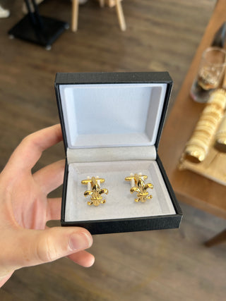 Fleur De Lis Cufflinks Gold .5" Cufflinks - Chickie Collective