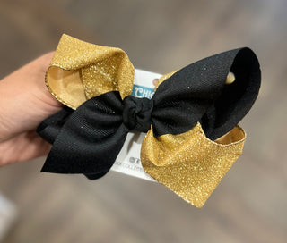 Gold Glitter & Black Crisscrossed Bow Bow - Chickie Collective