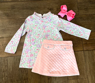 Light Pink Girls Quilted Skirt skirt - Chickie Collective