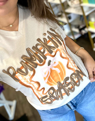 Pumpkin Season V-Neck T-Shirt Womens T-Shirt - Chickie Collective