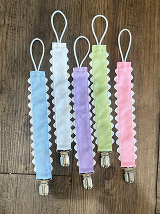 Scallop Ribbon Binky Clip Baby Accessories - Chickie Collective