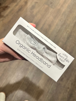 Organic Baby Headband with Knot Bow Headband Grey - Chickie Collective