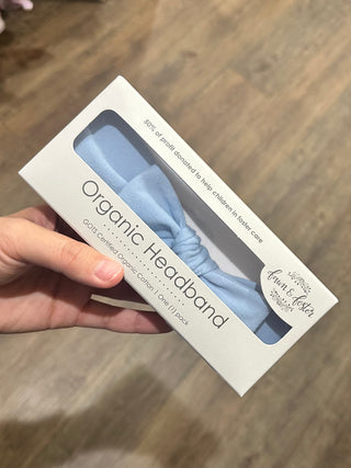 Organic Baby Headband with Knot Bow Headband Blue - Chickie Collective