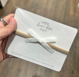 Nylon Headband with Velvet Bow Hair Accesories White - Chickie Collective