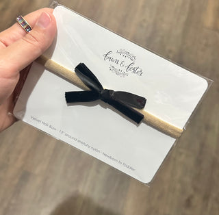 Nylon Headband with Velvet Bow Hair Accesories Black - Chickie Collective